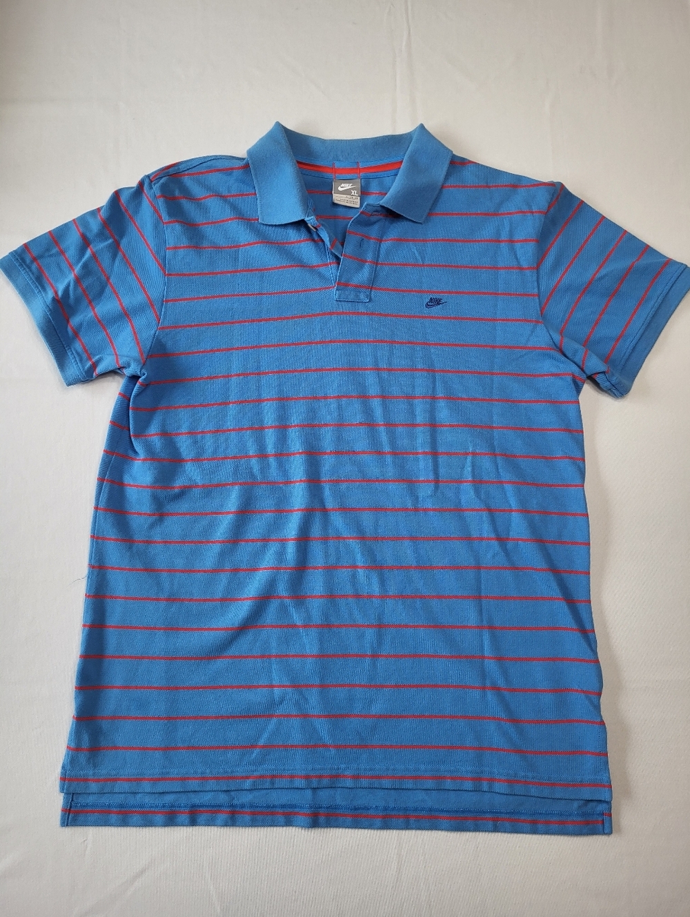 Nike Shirt Men's Extra Large Blue Striped Knit Vintage 90's Polo Spell Out Logo